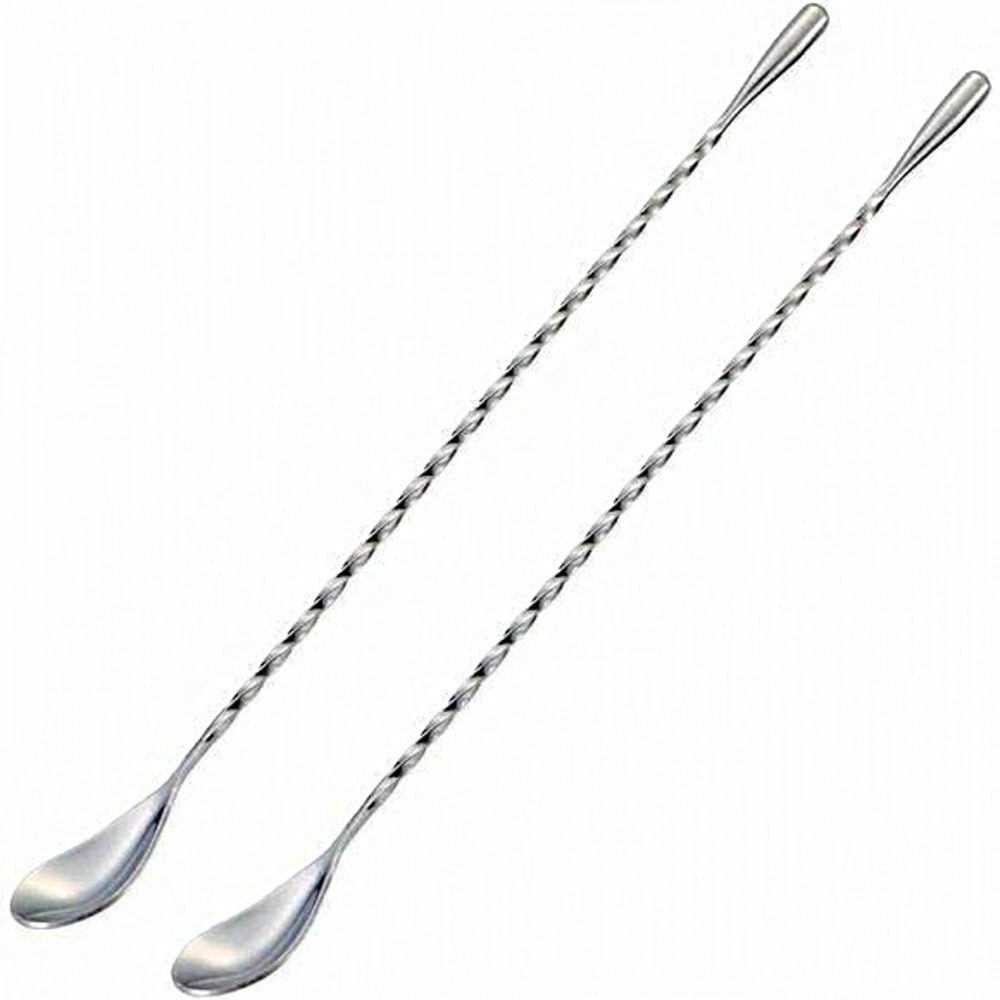Bar Cocktail Mixing Stainless Steel 12 Inches Long Handle Silver 2 Piece‎ Spoons